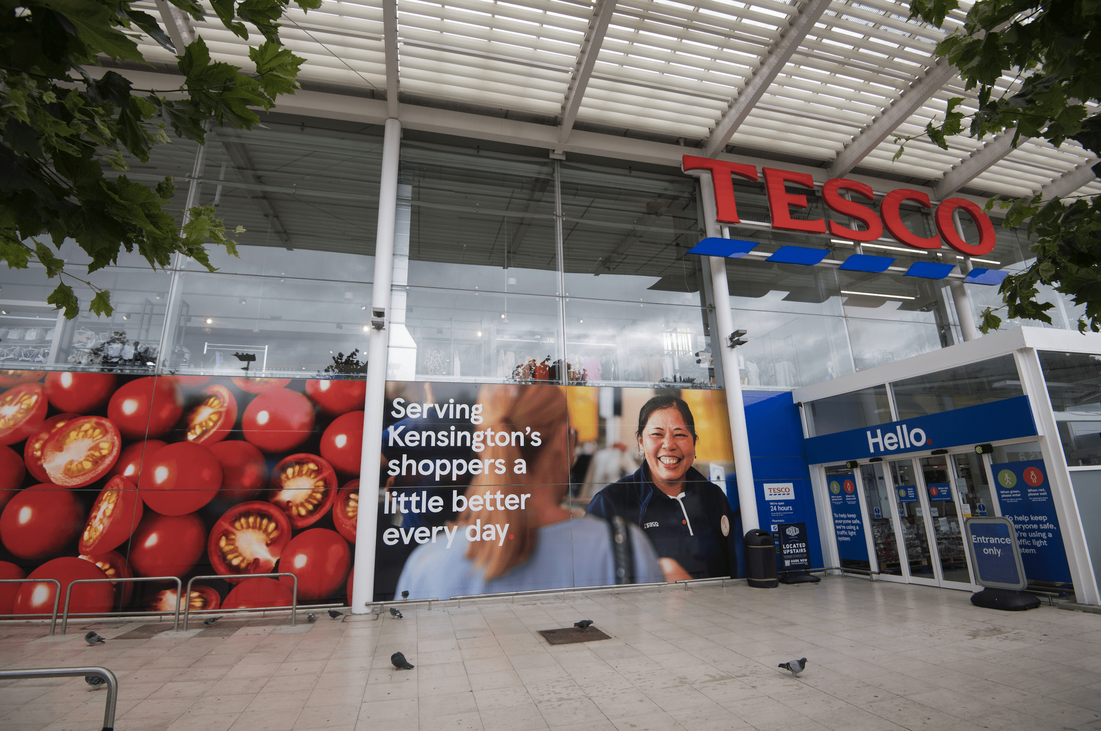 outside the front of a Tesco store in Kensington