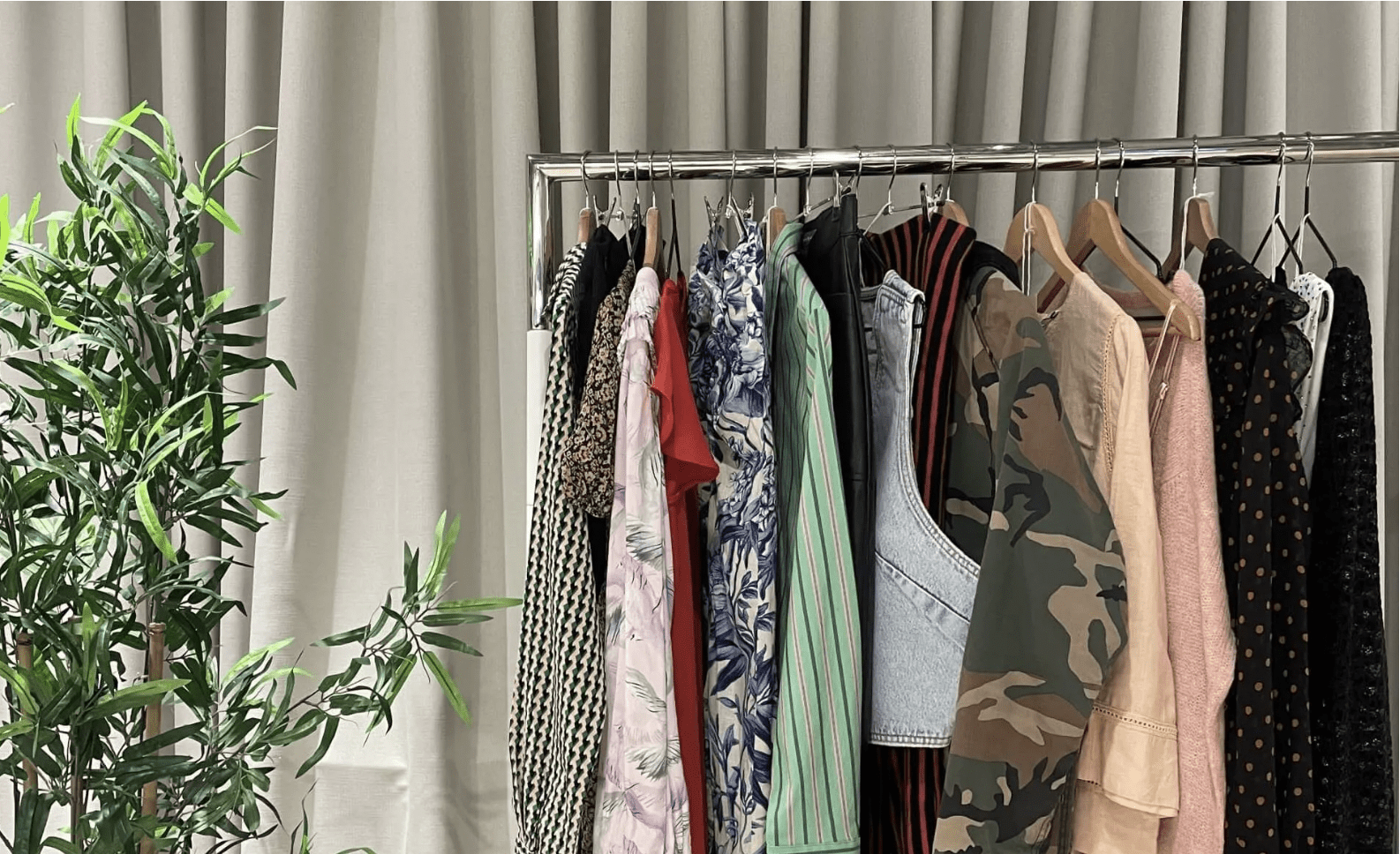 clothing rail of pre-loved fashion items