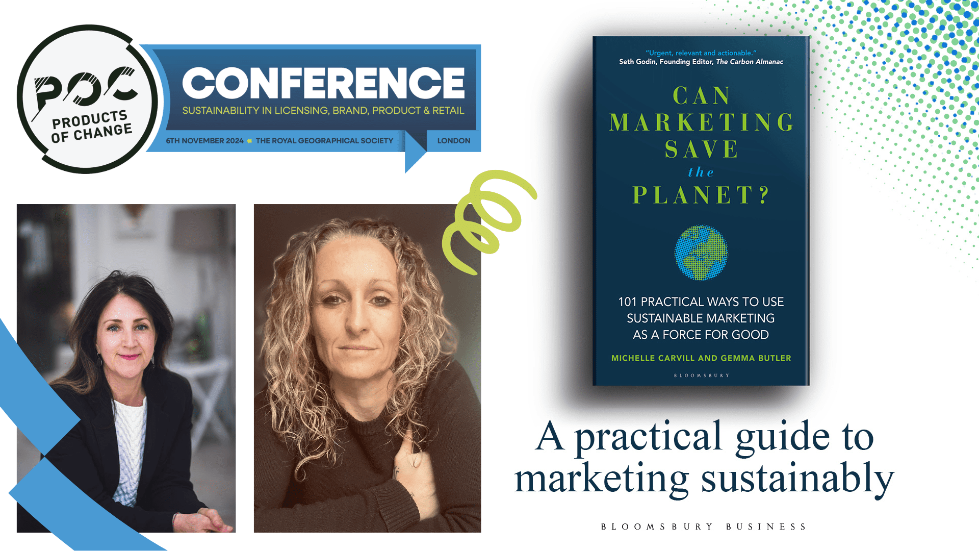 Michelle Carvill and Gemma Butler with their book Can Marketing Save the Planet? Speakers at POCC 2024