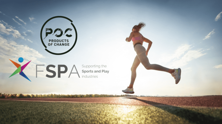 A runner against a sky with the POC and FSPA logos